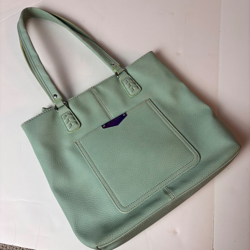 Koltov Mint Green Pebbled Faux Leather Tote Bag Logo Shoulder Bag Spring Gift